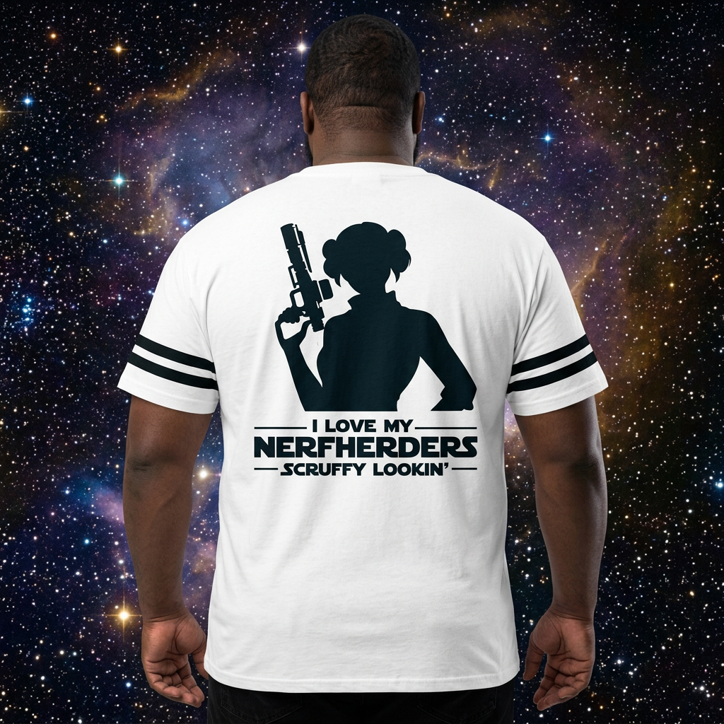 Scruffy Lookin' Trooper White tee on a big and tall back-view model